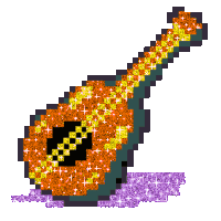 a pixel art of a guitar with a checkered pattern on it