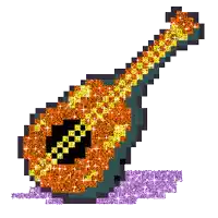 a pixel art of a guitar with a checkered pattern on it