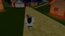a person in a video game walking down a path