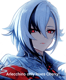 arlecchio only loves cherry written on a picture of a girl