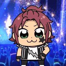a cartoon character with red hair and a star on his forehead