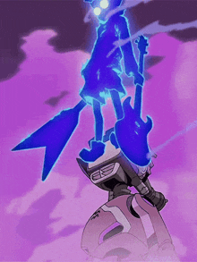 a cartoon drawing of a person holding a guitar on top of a robot