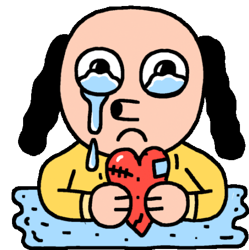 Crying Dog With Heart Sticker - Kindof Perfect Lovers Heart Broken Hearted Stickers