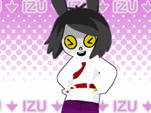 a drawing of a girl with the word izu on the bottom right