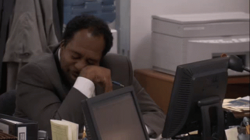 Stanley from Office, crying.