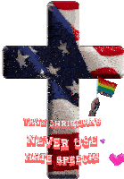 a cross with an american flag and the words " true christians never use hate speech " on the bottom