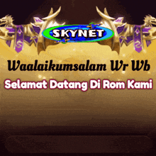 a sign that says skynet with a dragon on it