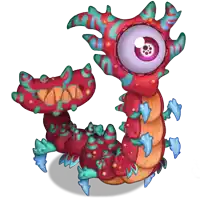 a cartoon worm with a purple eye and a purple pupil