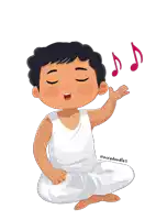 a cartoon of a boy singing with the name miradoodles on the bottom right