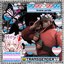 a picture of a soldier saluting with butterflies and hearts around him