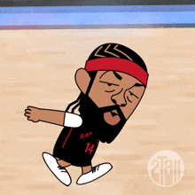 a cartoon of a basketball player wearing a number 14 jersey