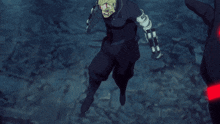 a monster with glowing red eyes is being attacked by another monster