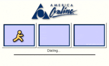 an advertisement for america online with a connected message
