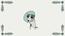 a drawing of a dog wearing a cone around its head