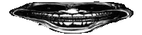 a black and white image of a skeleton 's face with a big smile on it .