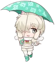 a cartoon drawing of a girl holding an umbrella