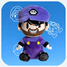 a stuffed toy with a beard and a skull on his hat