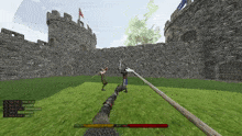 a screenshot of a video game shows a knight with a sword and shield fighting another knight