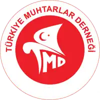 a red and white logo for turkiye muhtarlar dernegi