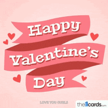 a pink banner with the words happy valentine 's day written on it