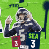 a football player with ari 3 and sea 3 on his jersey