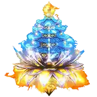 a blue and gold christmas tree with a gold star on top