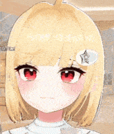 a close up of a girl 's face with a star in her hair