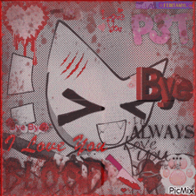 a drawing of a cat with a megaphone that says always love you
