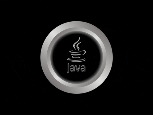 a silver circle with a cup of java on it