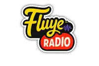 a logo for fluye radio with a red circle around it
