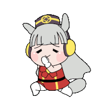 a cartoon of a horse wearing headphones and a red dress