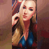 a painting of a woman with long blonde hair and blue eyes