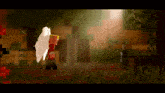a minecraft character with white wings is standing in a field