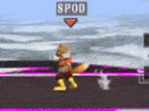 a fox in a video game with the word spod above it