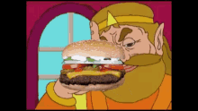 king harkinian eating burger dinner
