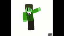 a minecraft skin of a man wearing a green suit and purple tie .