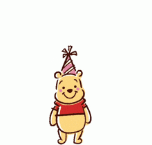 a cartoon of winnie the pooh , tigger , piglet and eeyore wearing party hats