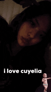 a picture of a woman with the words i love cuyelia below her