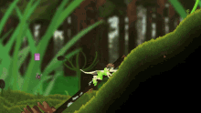 a cartoon drawing of a skeleton crawling up a grassy hill