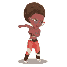 a cartoon drawing of a girl wearing glasses