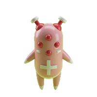 a pink toy with a white cross on its chest