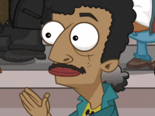 a cartoon of a man with a mustache is clapping