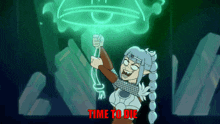 a cartoon of a woman holding a rope with the words time to die written below her