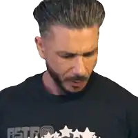 a man with a beard is wearing a black shirt that says astro on it