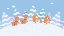 Walking On Snow Molang GIF - Walking On Snow Molang Going On An Adventure GIFs