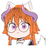 a drawing of a girl with glasses and horns