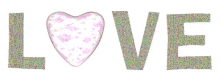the word love is displayed with a heart in the middle