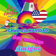 a colorful christmas greeting card that says celebra la navidad