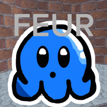 a sticker with a blue ghost and the word feur on it