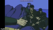 a group of soldiers are fighting each other in a cartoon scene .
